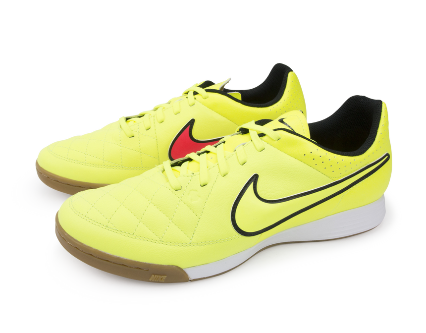 Nike Men's Tiempo Genio Leather Indoor Soccer Shoes Volt/Hyper Punch/Black