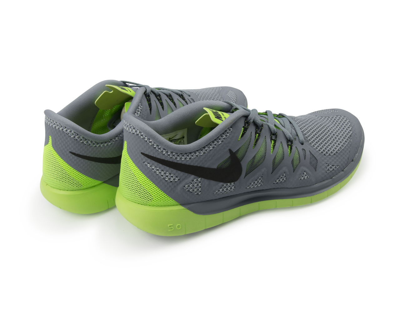 Nike Men's Free 5.0 Running Shoes Magnet Grey/Black/Electric Green