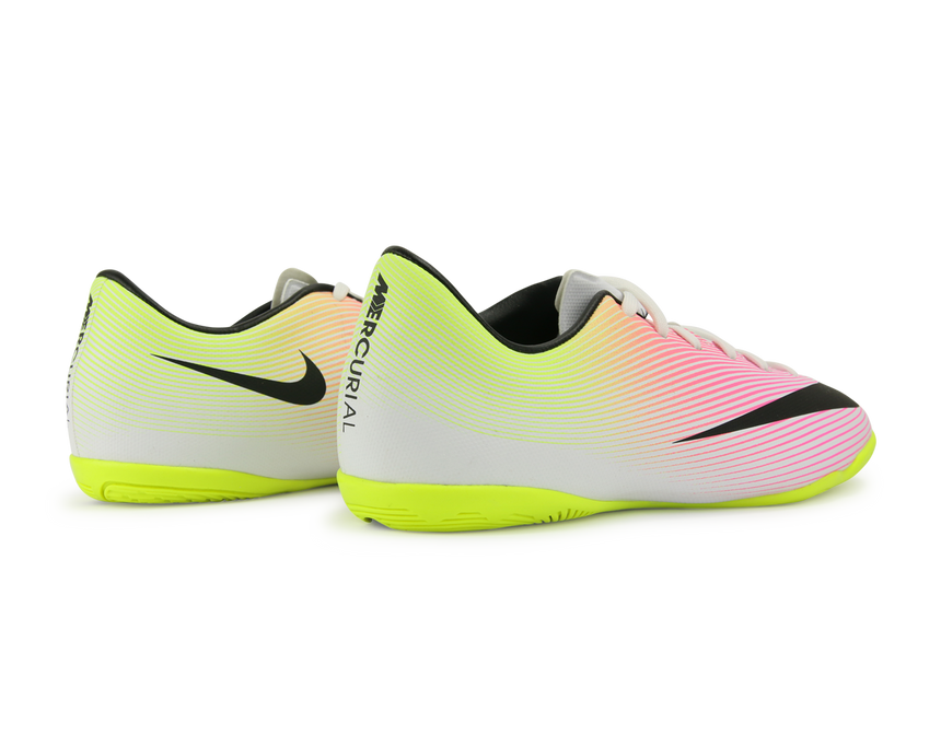 Nike Kids Mercurial Victory V Indoor Soccer Shoes White/Black Volt/Total Orange