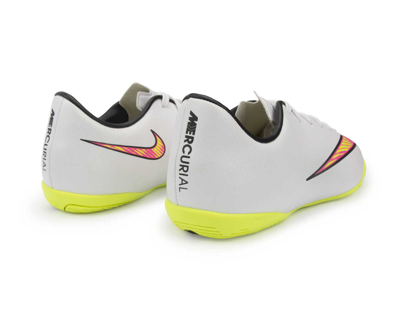 Nike Kids Mercurial Victory V Indoor Soccer Shoes White/Volt/Hyper Pink