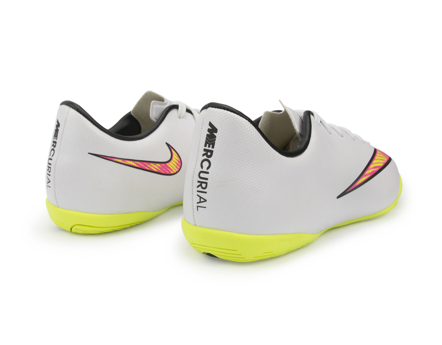 Nike Kids Mercurial Victory V Indoor Soccer Shoes White/Volt/Hyper Pink