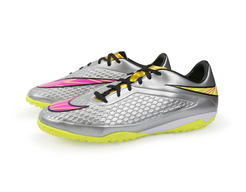 Nike Men's Hypervenom Phelon Turf Soccer Shoes Chrome/Hyper Pink/Metalic Gold