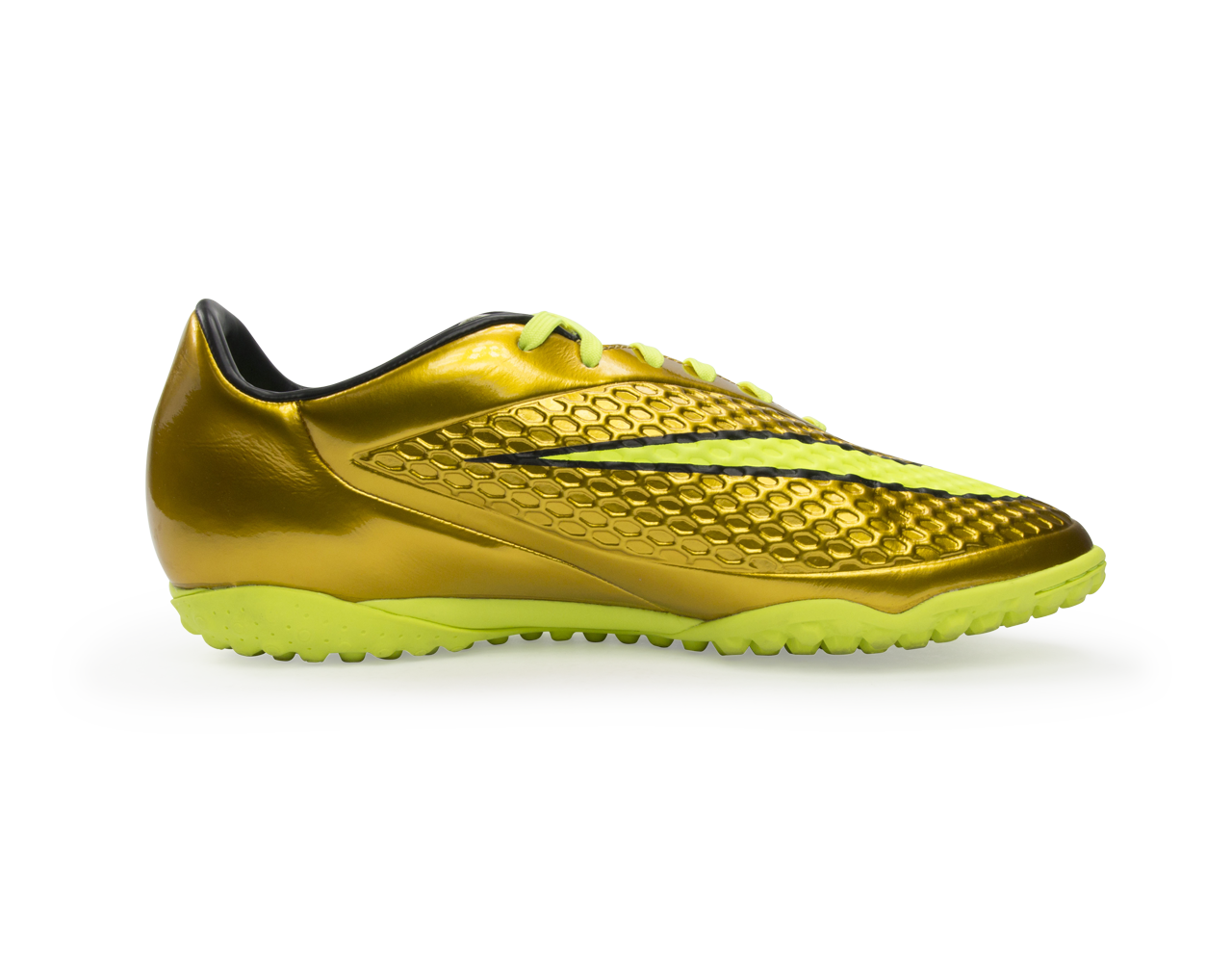 Nike Men's Hypervenom Phelon Turf Soccer Shoes Metallic Gold/Black/Tour Yellow