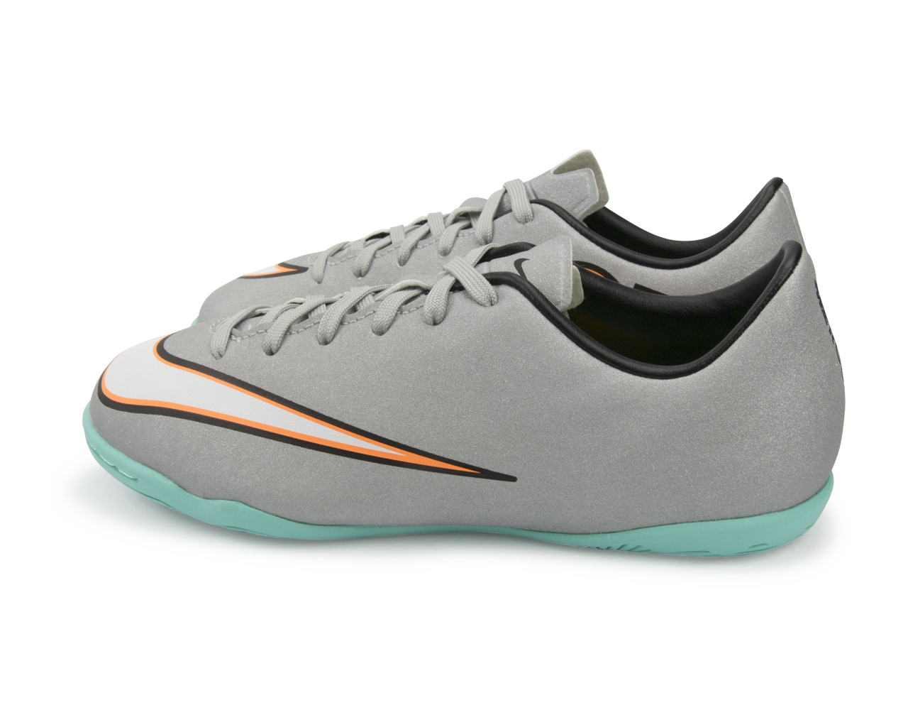 Nike Kids Mercurial Victory V CR Indoor Soccer Shoes Metallic Silver/Hyper Turquoise/Black