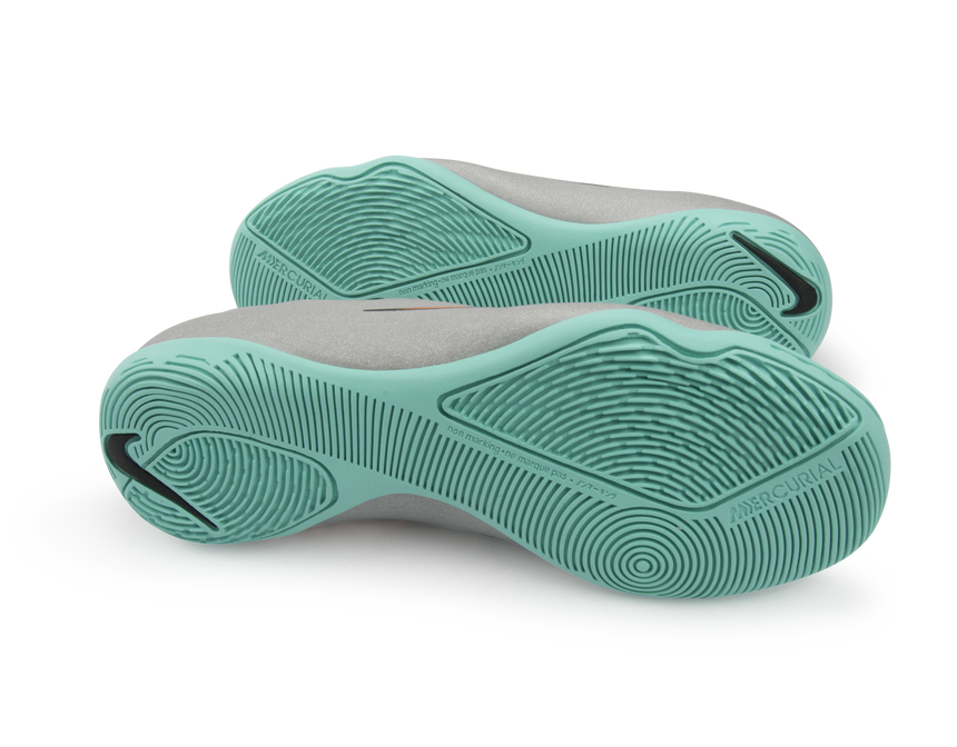 Nike Kids Mercurial Victory V CR Indoor Soccer Shoes Metallic Silver/Hyper Turquoise/Black