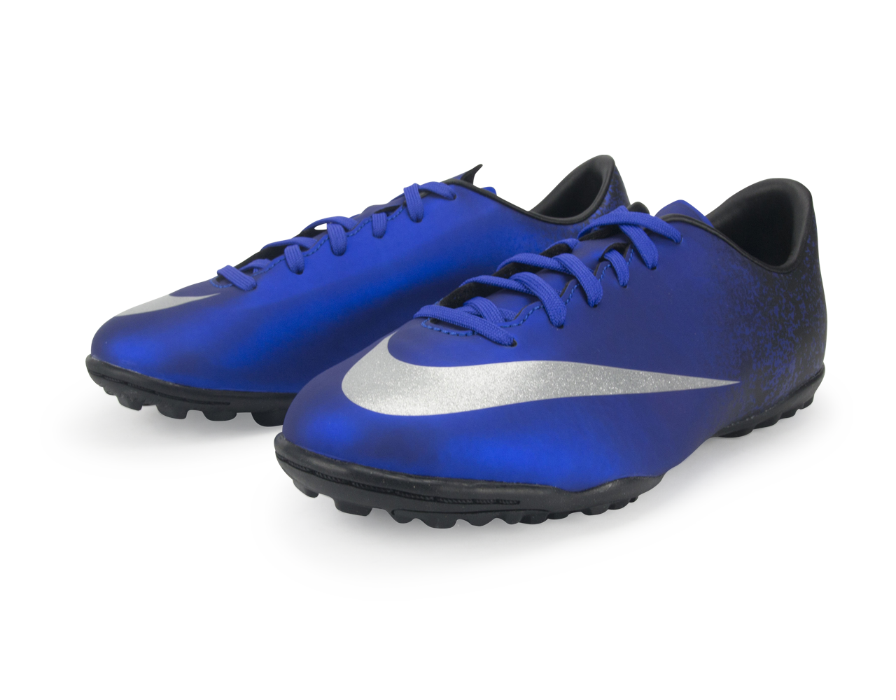 Nike Kids Mercurial Victory V CR7 Turf Soccer Shoes Deep Royal Blue Metallic Silver 10.5C