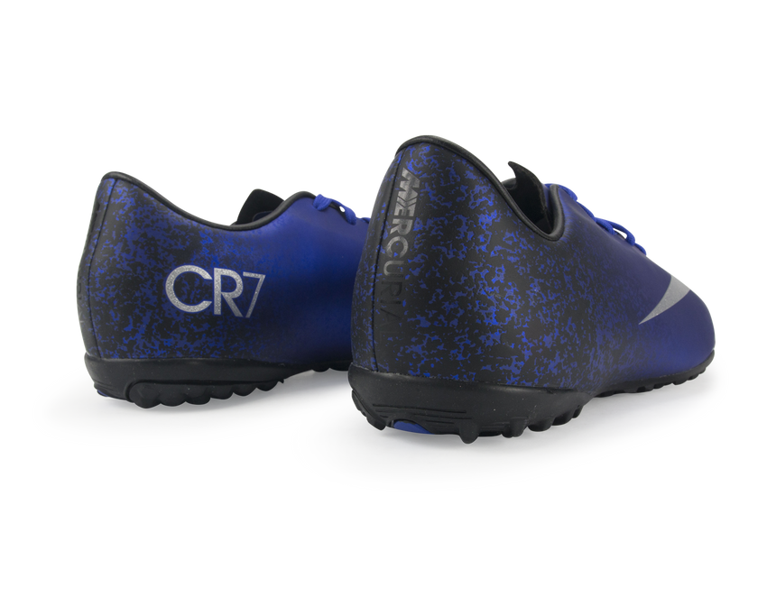 Nike Kids Mercurial Victory V CR7 Turf Soccer Shoes Deep Royal Blue/Metallic Silver