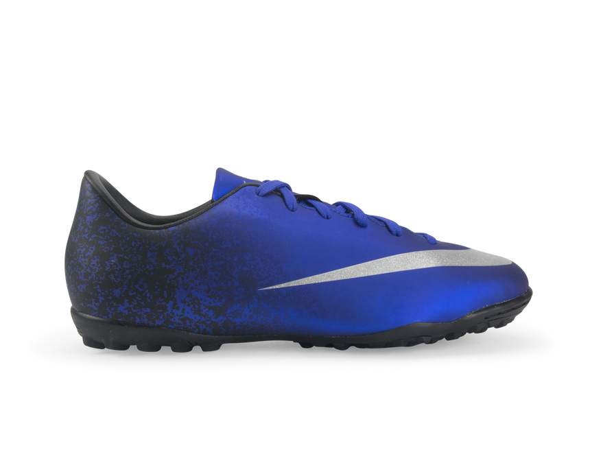 Nike Kids Mercurial Victory V CR7 Turf Soccer Shoes Deep Royal Blue/Metallic Silver