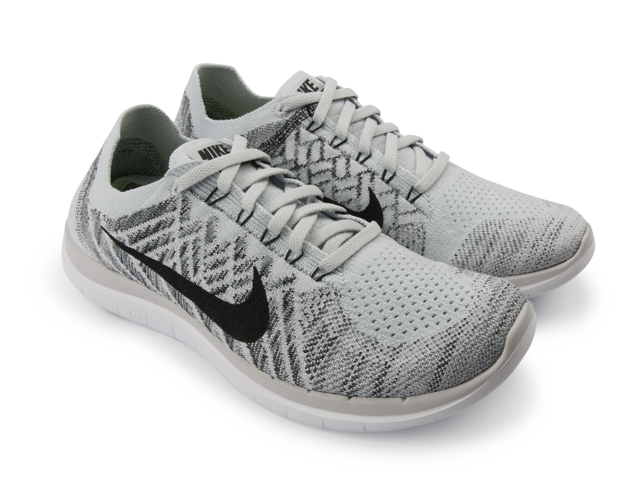 Nike Men's Free 4.0 Flyknit Running Shoes Pure Platinum/Black/White