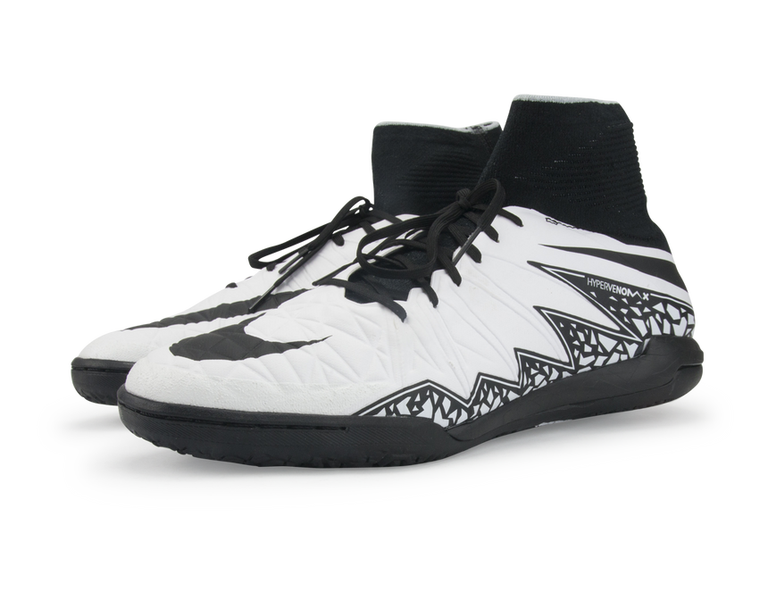 Nike Men's HypervenomX Proximo Indoor Soccer Shoes White/Black/Blanc/Noir