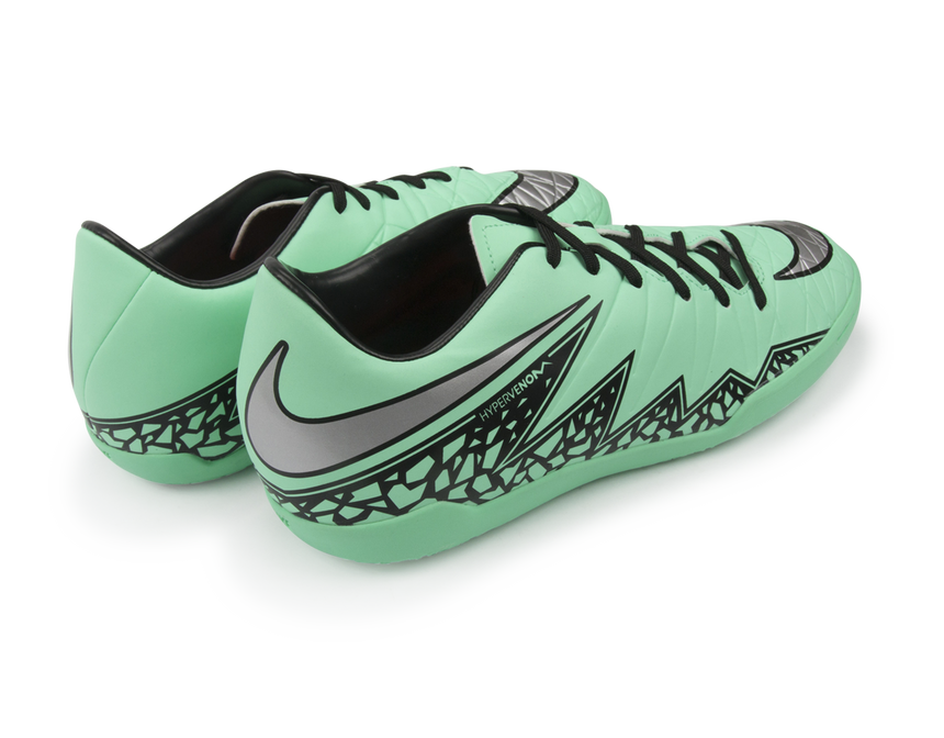 Nike Men's Hypervenom Phelon Indoor Soccer Shoes Green Glow/Metallic Silver/Hyper Orange