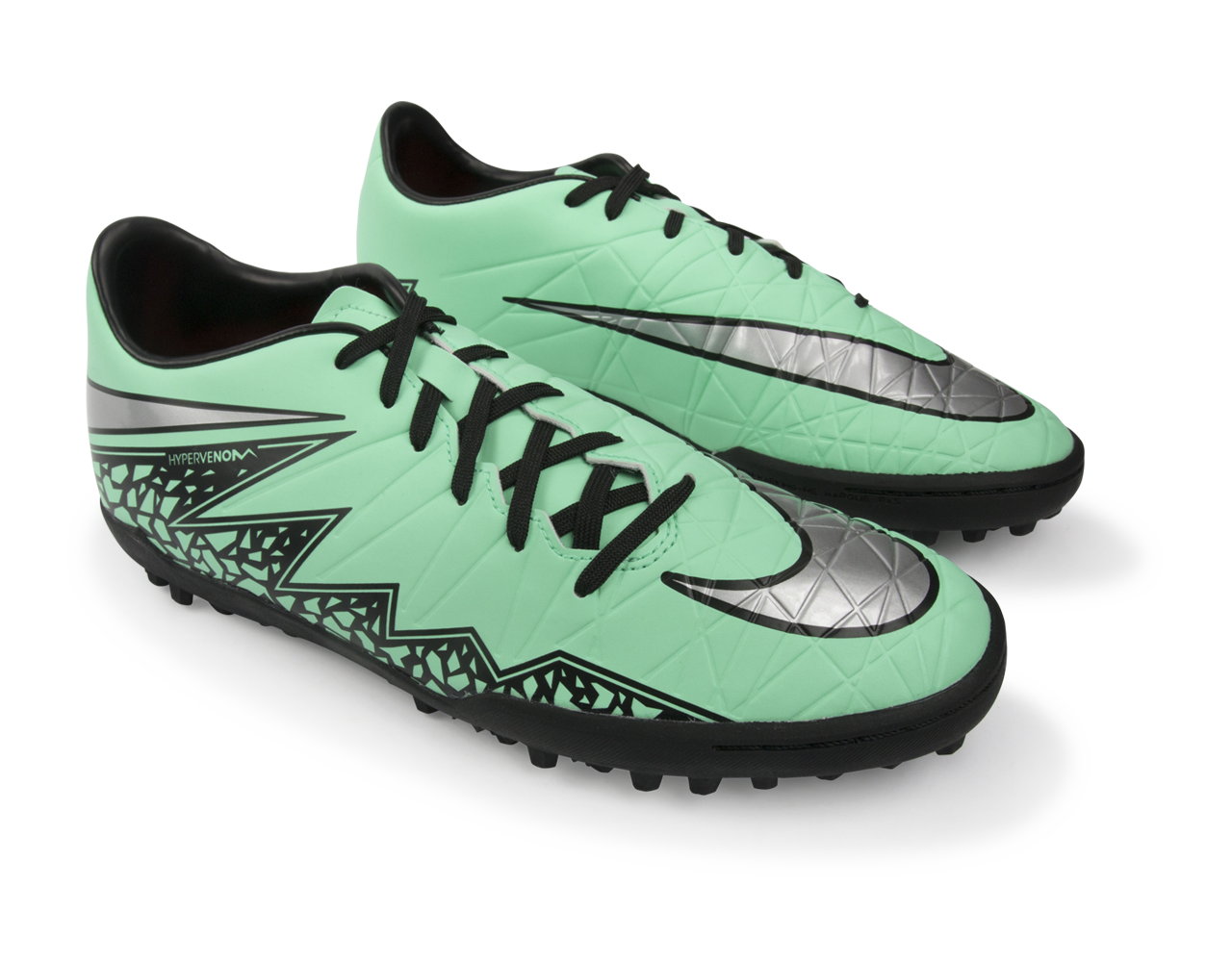 Nike Men's Hypervenom Phelon Turf Soccer Shoes Green Glow/Metallic Silver/Hyper Orange