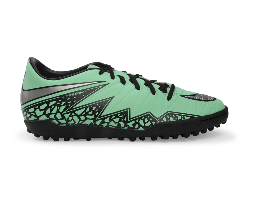 Nike Men's Hypervenom Phelon Turf Soccer Shoes Green Glow/Metallic Silver/Hyper Orange