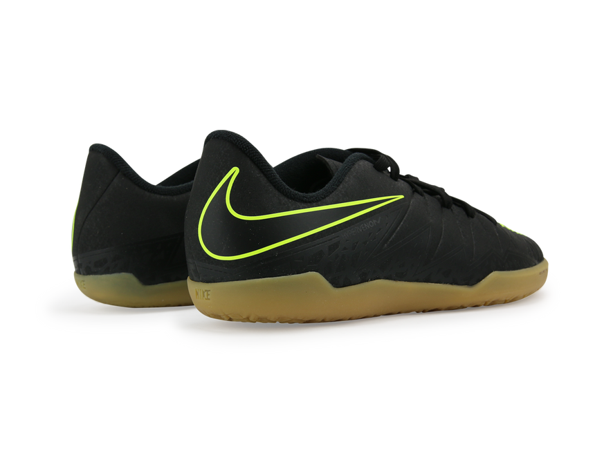 Nike Kids HypervenomX Phelon II Indoor Soccer Shoes Black/Black/Volt