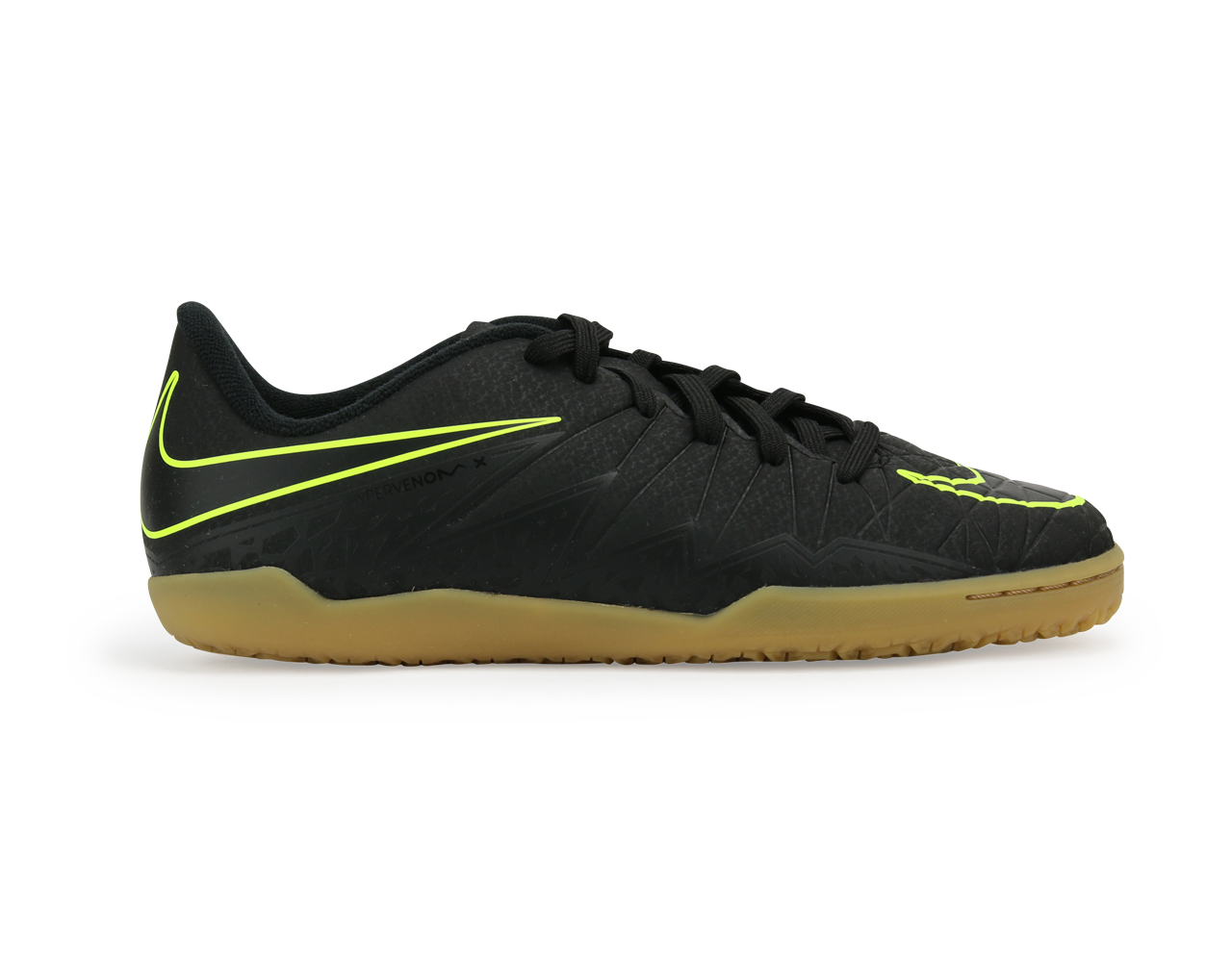 Nike Kids HypervenomX Phelon II Indoor Soccer Shoes Black/Black/Volt