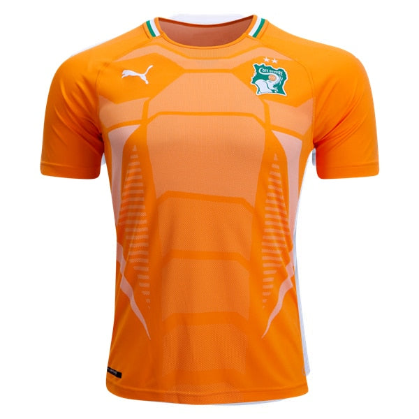 PUMA Men's Ivory Coast 18/19 Home Jersey Flame Orange/Pepper Green