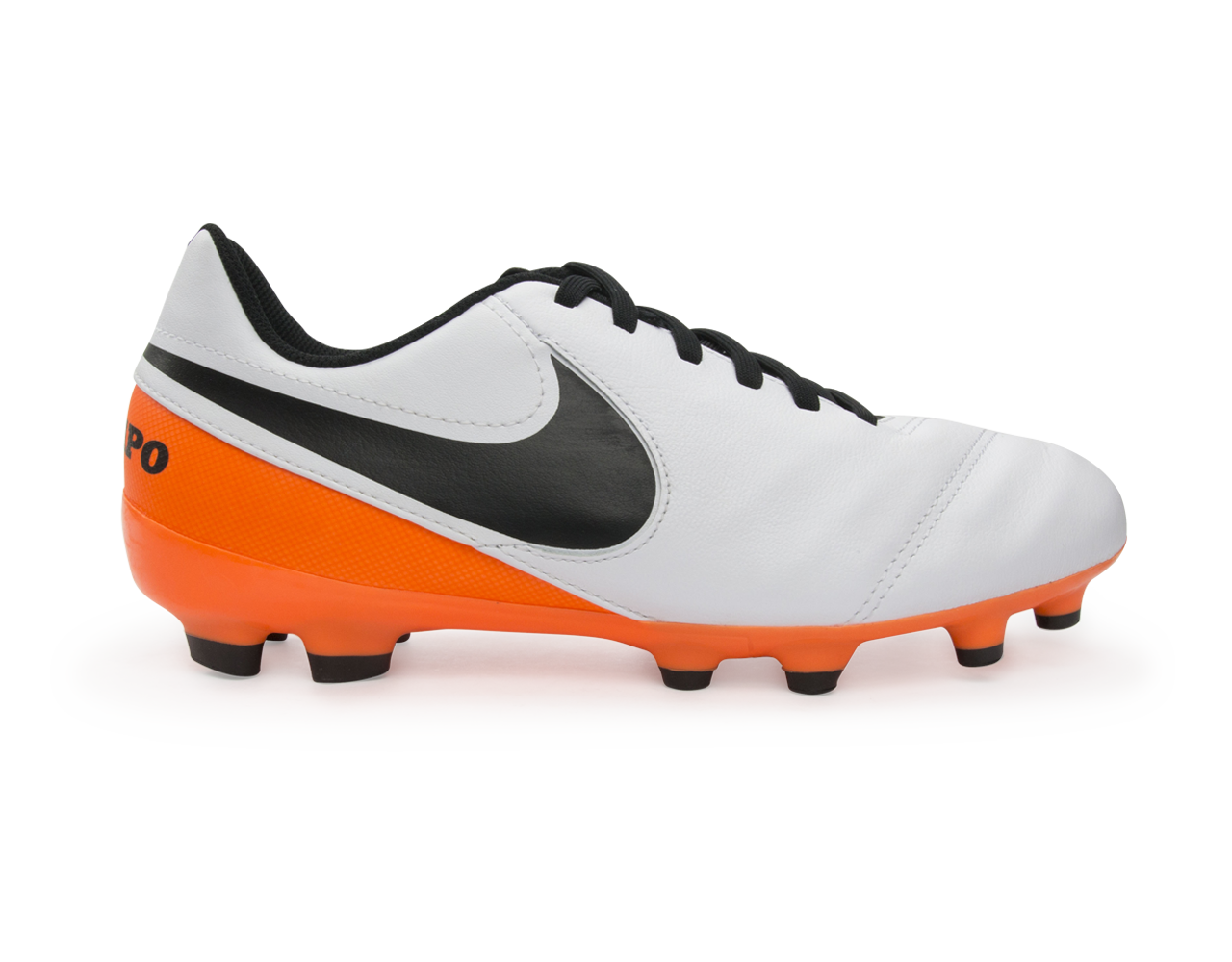 Nike Kids Tiempo Legend VI FG White Black Total Orange Azteca Soccer
