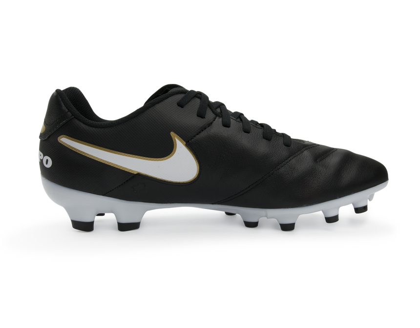 Nike Men's Tiempo Genio II Leather FG Black/White/Metallic Gold