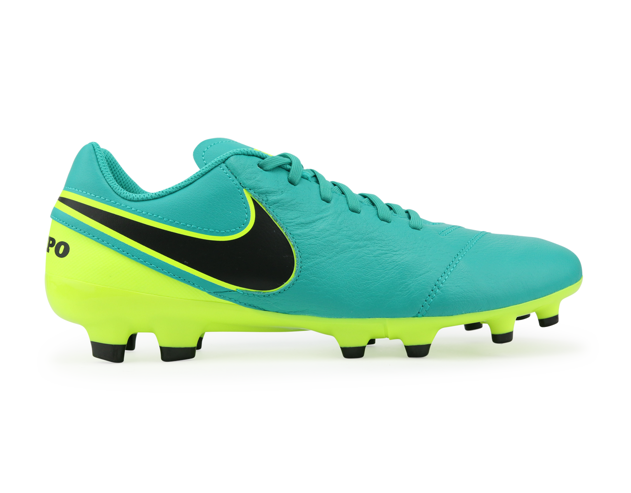 Nike Men s Tiempo Genio Leather FG Clear Jade Black Volt Azteca Soccer