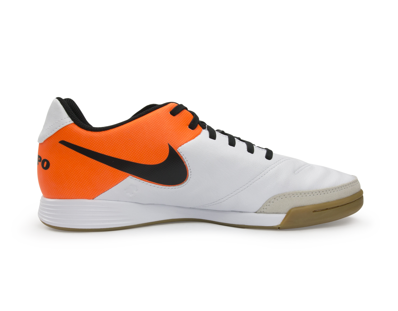 Nike Men's Tiempo Genio II Leather Indoor Soccer Shoes White/Black/Total Orange