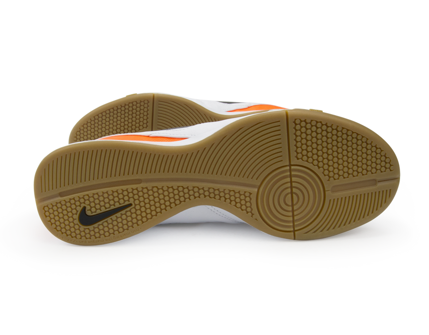 Nike Men's Tiempo Genio II Leather Indoor Soccer Shoes White/Black/Total Orange