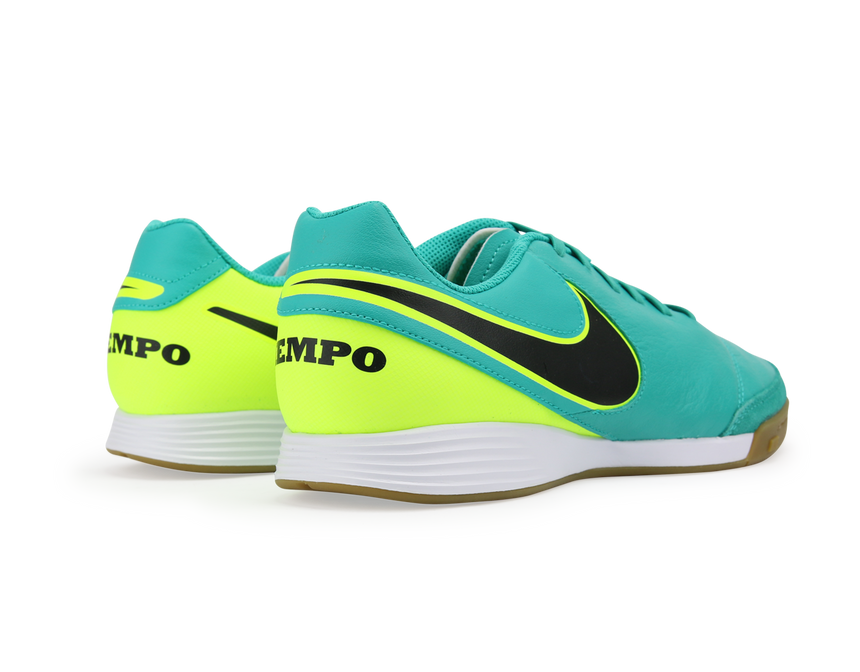 Nike Men's Tiempo Genio II Leather Indoor Soccer Shoes Clear Jade/Black/Volt