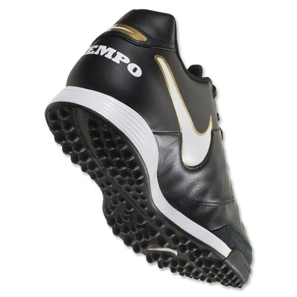 Nike Men's Tiempo Genio II Leather Turf Soccer Shoes Black/White/Metallic Gold
