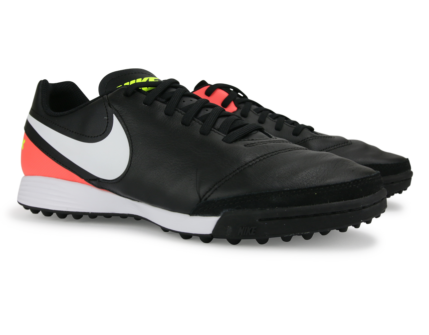 Nike Men's TiempoX Genio II Turf Shoes Black/White/Hyper Orange/Volt