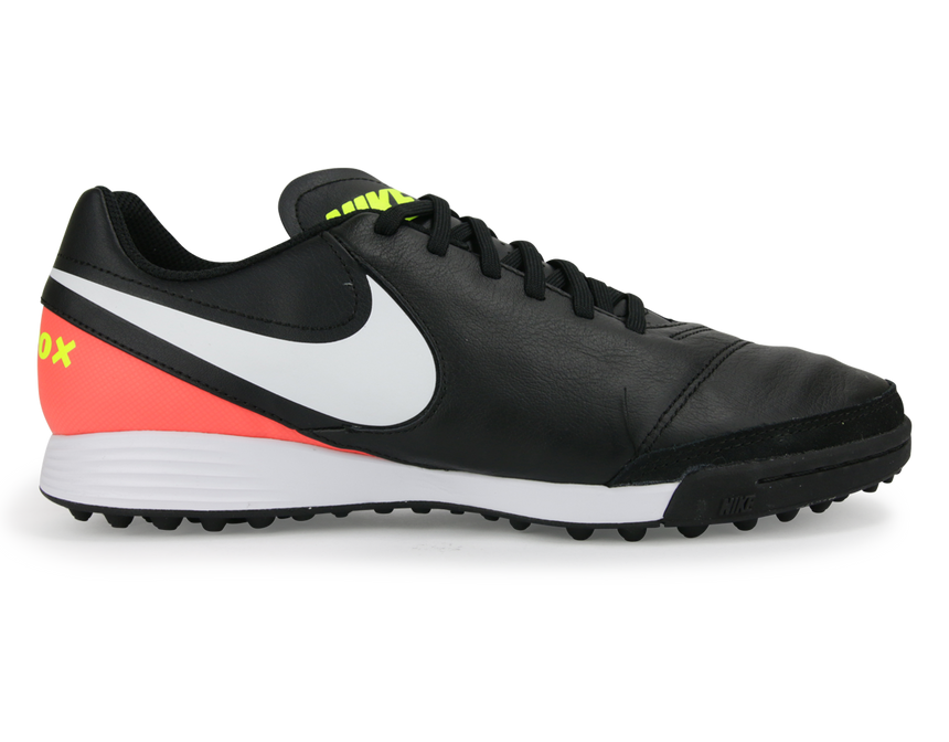 Nike Men's TiempoX Genio II Turf Shoes Black/White/Hyper Orange/Volt