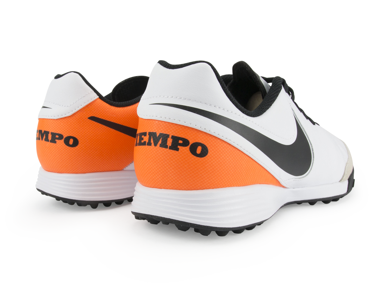 Nike Men's Tiempo Genio Leather Turf Soccer Shoes White/Black/Total Orange