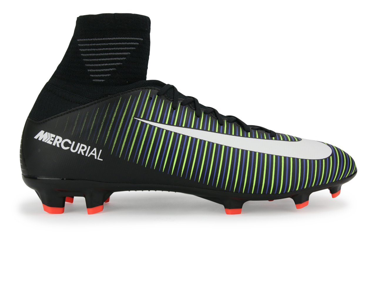 Nike mercurial superfly v fg black white electric green Clearance