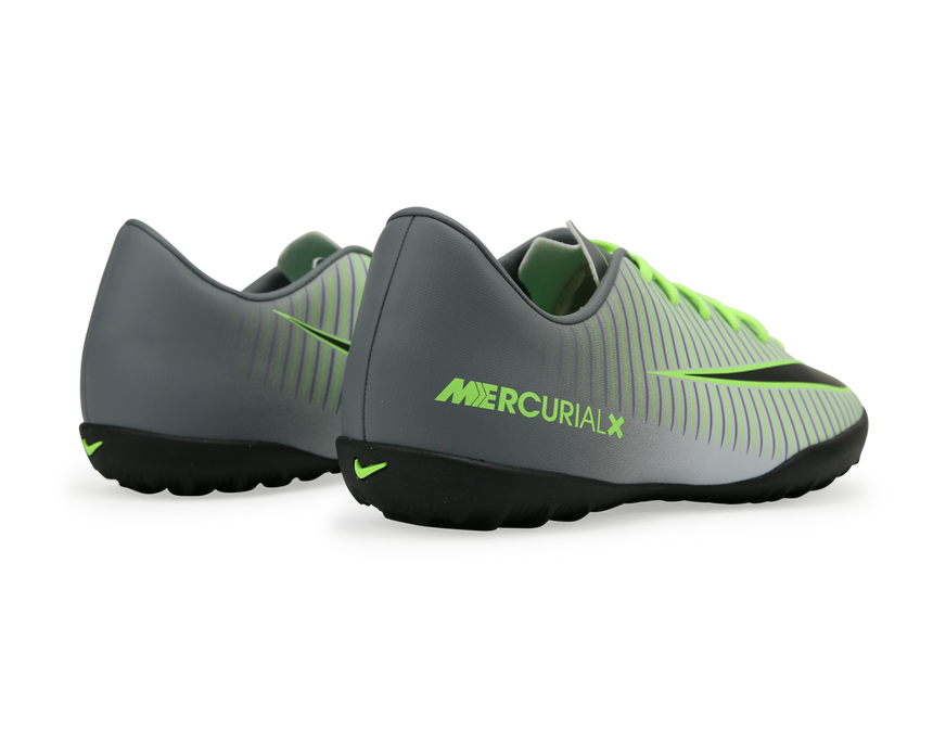 Nike Kids Mercurial Vapor XI Turf Soccer Shoes Pure Platinum/Black/Ghost Green