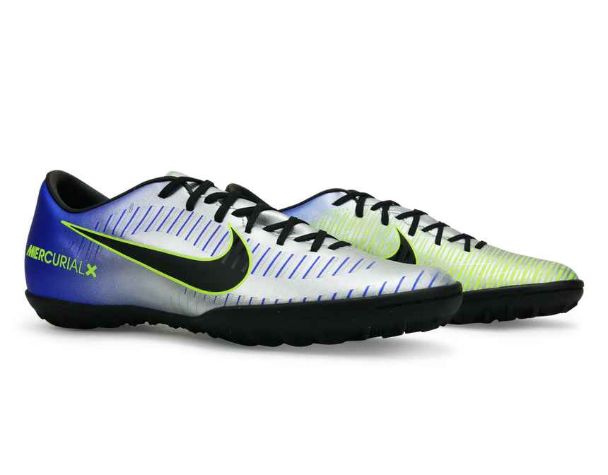 Nike Men's MercurialX Victory VI Neymar Jr Turf Soccer Shoes Racer Blue/Black/Chrome/Volt
