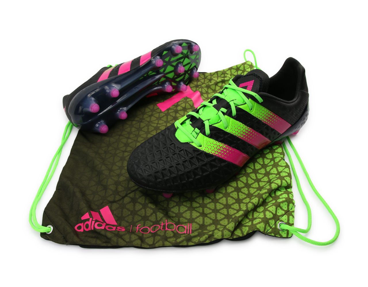 adidas Men's ACE 16.1 FG/AG  Black/Solar Green/Shock Pink