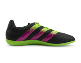 adidas Men's ACE 16.3 Indoor Soccer Shoes Core Black/Solar Green