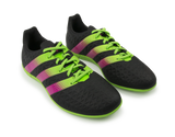 adidas Men's ACE 16.3 Indoor Soccer Shoes Core Black/Solar Green