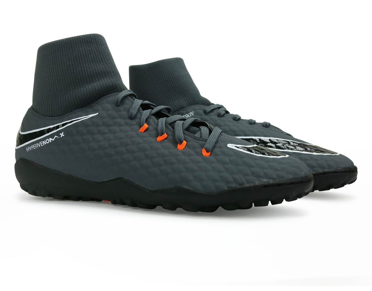 Nike Men's Hypervenom PhantomX 3 Academy Dynamic Fit Turf Soccer Shoes Dark Grey/Total Orange/White