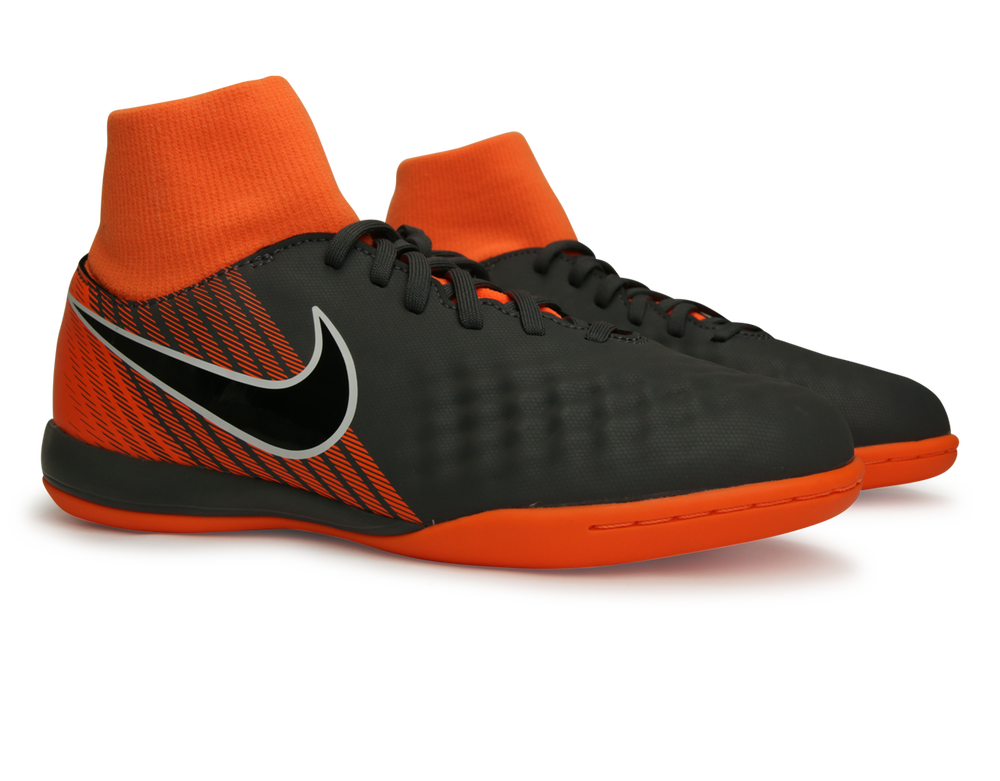 Nike Kids Magista ObraX 2 Academy DF Indoor Soccer Shoes Dark Grey/Balck/Total Orange