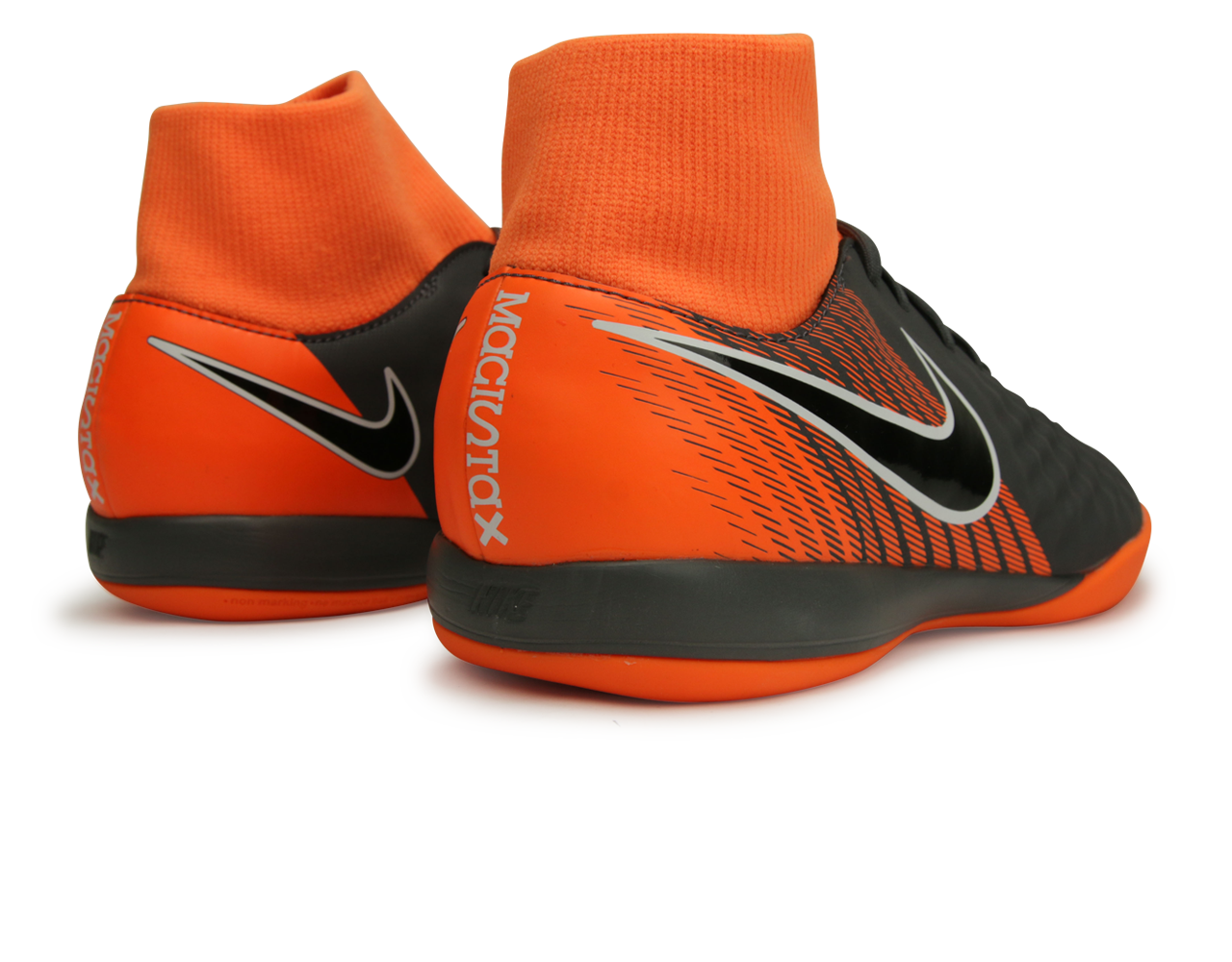 Nike Men's Magista Obrax 2 Academy DF Indoor Soccer Shoes Dark Grey/Total Orange/White