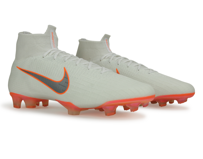 Nike Men's Mercurial Superfly 6 Elite FG White/Metalic Cool Grey/Total Orange