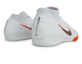 Nike Men's Mercurial SuperflyX 6 Academy Indoor Soccer Shoes White/Metallic Cool Grey/Total Orange