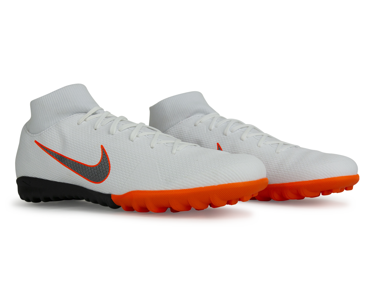 Nike Men's Mercurial SuperflyX 6 Academy Turf Soccer Shoes White/Metalic Cool Grey/Total Orange