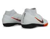 Nike Men's Mercurial SuperflyX 6 Academy Turf Soccer Shoes White/Metalic Cool Grey/Total Orange