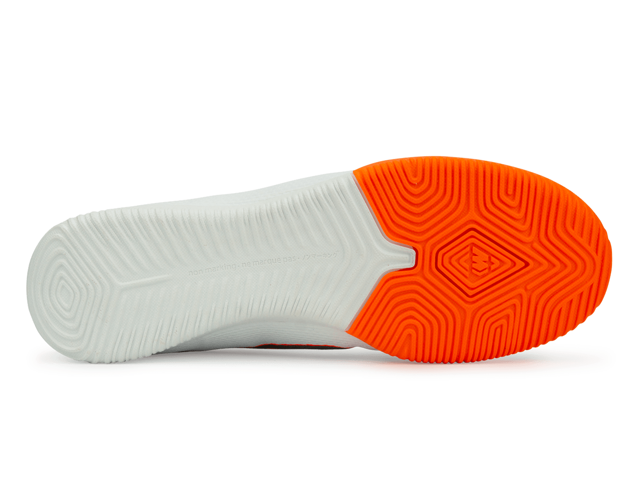 Nike Men's Mercurial Vapor 12 Academy Indoor Soccer Shoes White/Metallic Cool Grey/Total Orange