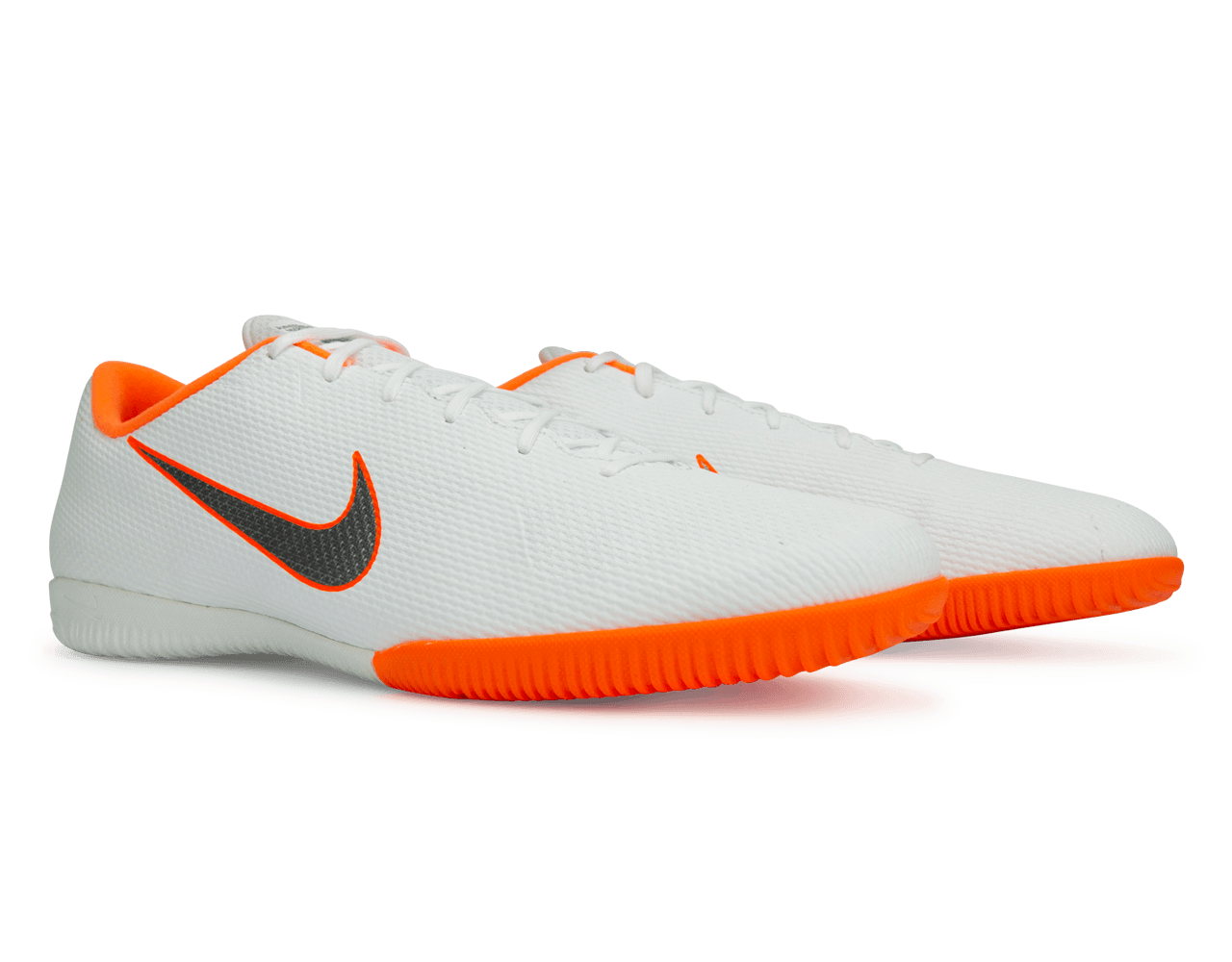 Nike Men's Mercurial Vapor 12 Academy Indoor Soccer Shoes White/Metallic Cool Grey/Total Orange