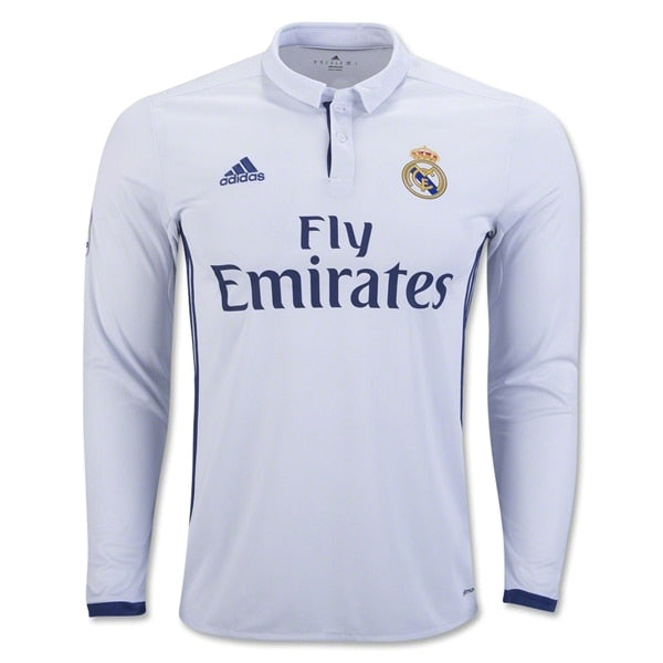 adidas Men's Real Madrid 16/17 Home Long Sleeve Jersey Crystal White/Raw Purple