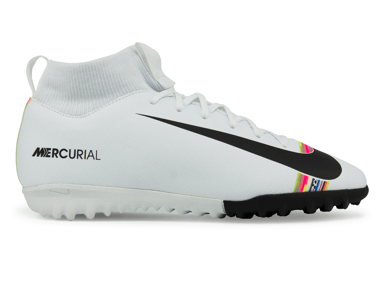Nike Kids Mercurial Superfly 6 Academy GS Turf Soccer Shoes White/Black/Pure Platinum
