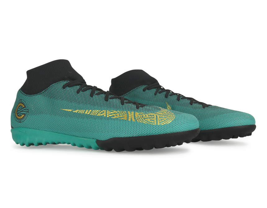 Nike Men's Mercurial Superfly 6 Academy CR7 Turf Soccer Shoes Clear Jade/Black/Hyper Turquoise