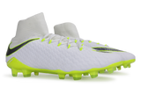 Nike Men's Hypervenom 3 Pro DF FG White/Metallic Cool Grey/Volt
