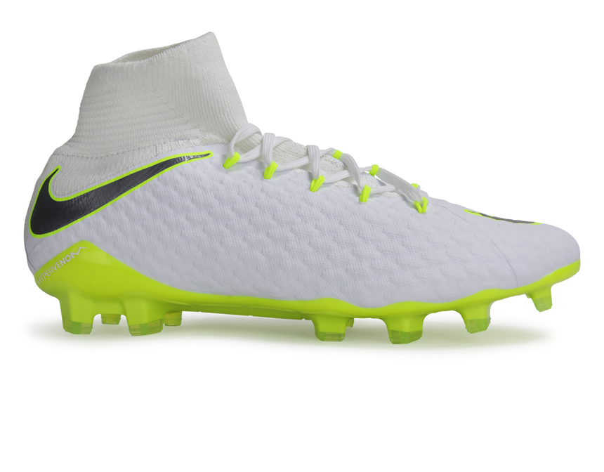 Nike Men's Hypervenom 3 Pro DF FG White/Metallic Cool Grey/Volt